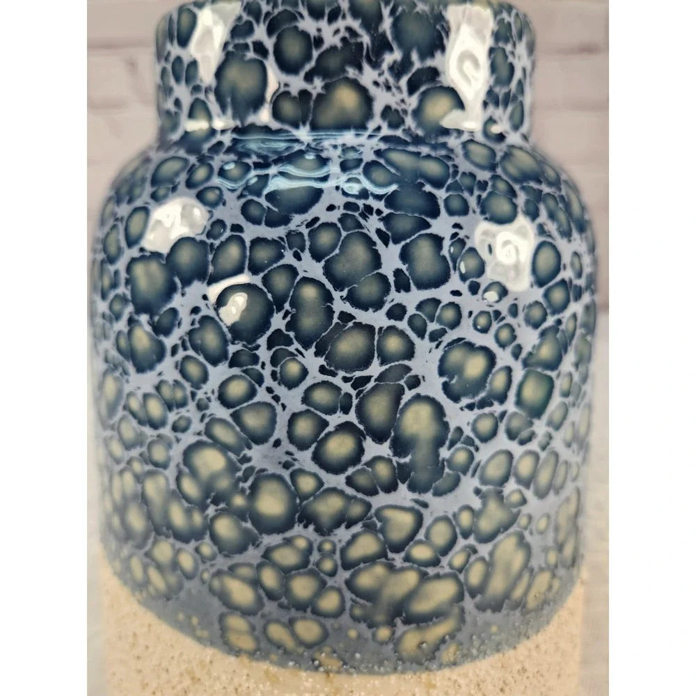 Pier 1 Vtg NWT Crystalline Blue Pottery Vase Textured Speckled Glaze Ceramic